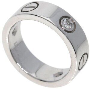 CARTIER 18k White Gold Diamond Love Ring #48